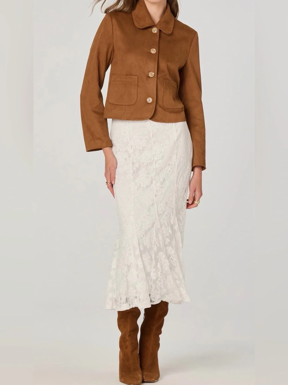 Astr‎ The Label | Off White | Lace MIDI  Skirt